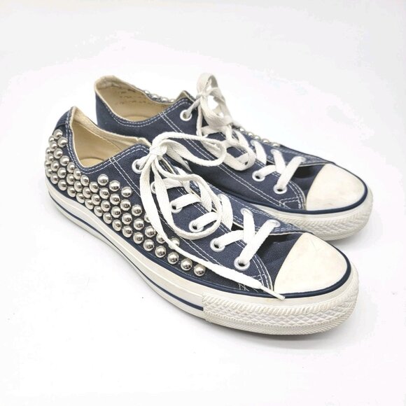 Converse All Star Studded Sneakers Blue Unisex Womens Size 10 Mens 8 - Picture 1 of 9